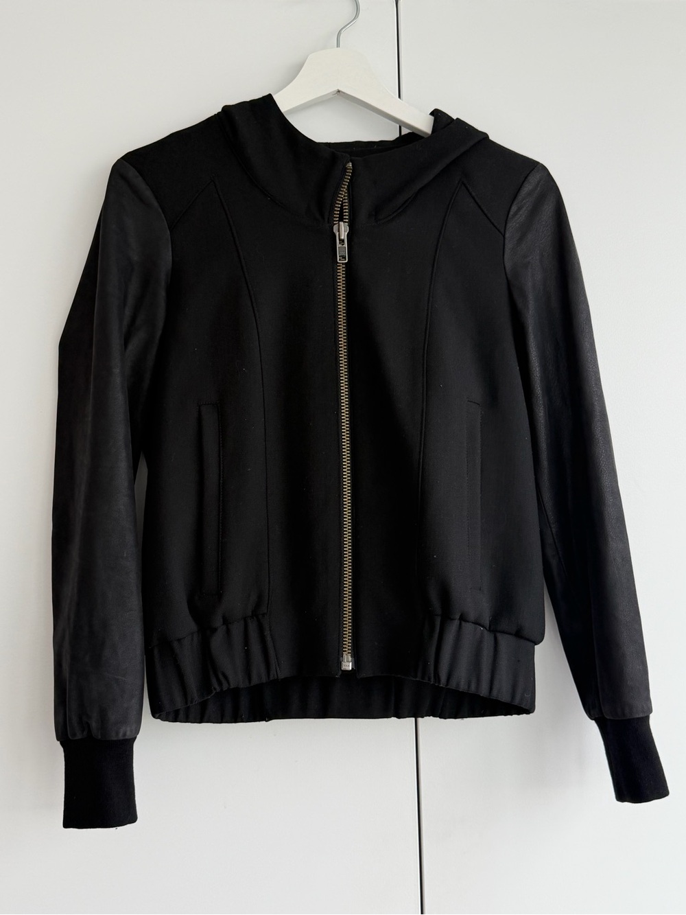 Helmut Lang Black Women's Hooded Bomber Jacket